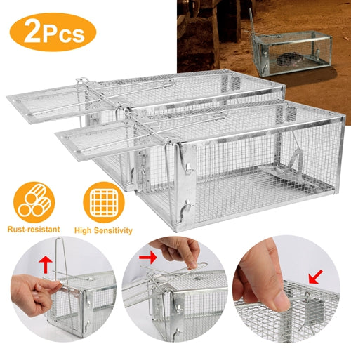 Small Rat Trap Cage Humane Live Rodent Trap Cage Metal Bait Catch