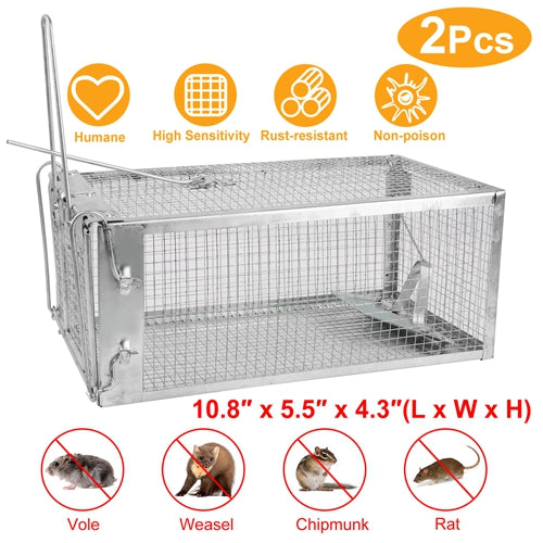 Small Rat Trap Cage Humane Live Rodent Trap Cage Metal Bait Catch