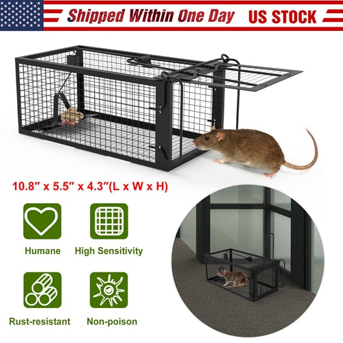 Small Humane Trap Cage Live Rodent Galvanized Iron Control Bait Catch