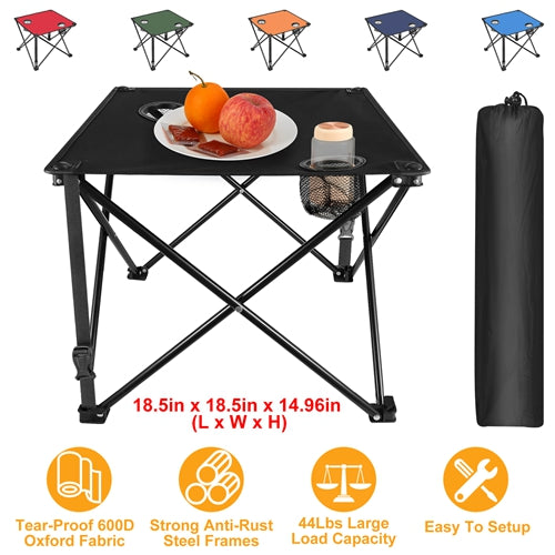 Foldable Camping Table Portable Lightweight Travel Mini Table Cup Holders & Carrying Bag