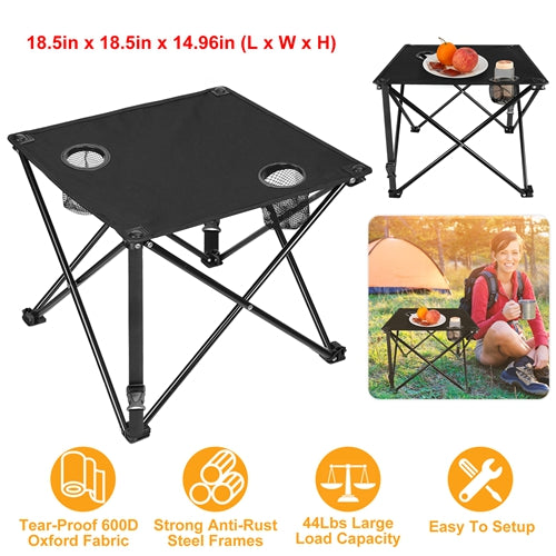 Foldable Camping Table Portable Lightweight Travel Mini Table Cup Holders & Carrying Bag