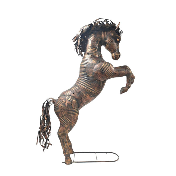 9.25ft. Tall Large Rearing Stallion Horse Iron Garden Statue "Star"