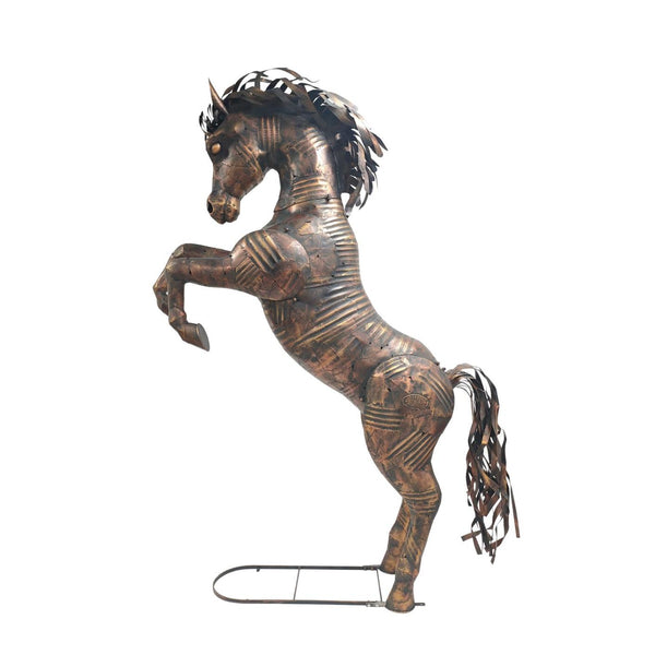 9.25ft. Tall Large Rearing Stallion Horse Iron Garden Statue "Star"