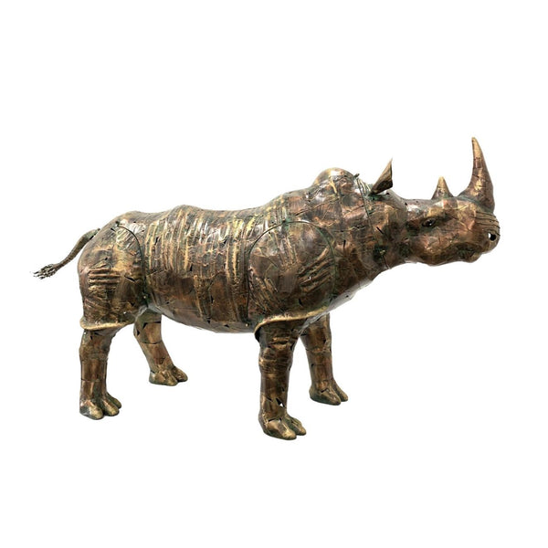 57.5" Tall Large Rhinocerous Iron Garden Statue "Rumble"