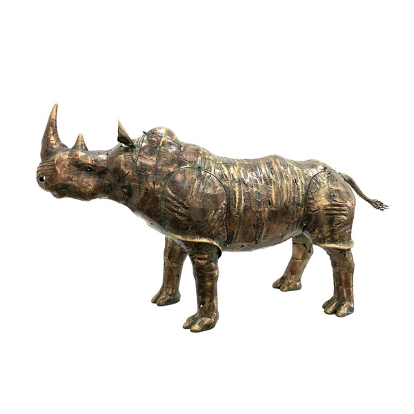 57.5" Tall Large Rhinocerous Iron Garden Statue "Rumble"