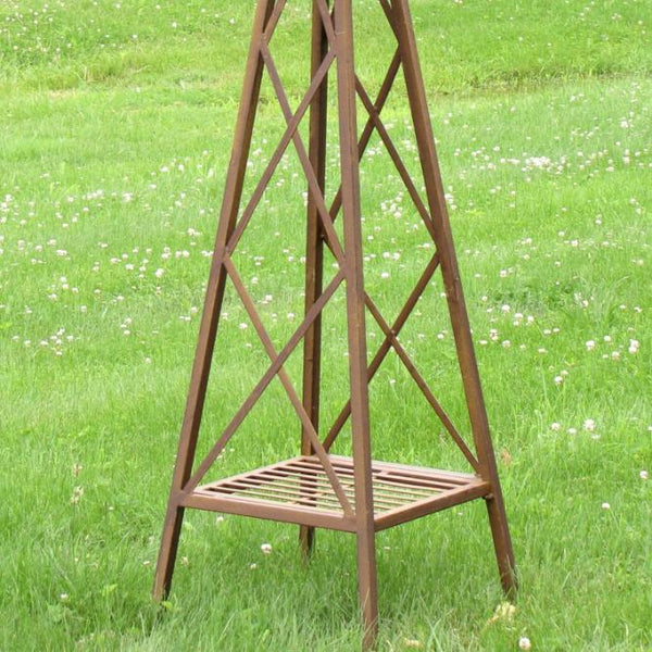 8ft. Tall Large Iron Windmill Stand with Rooster "Oscar"