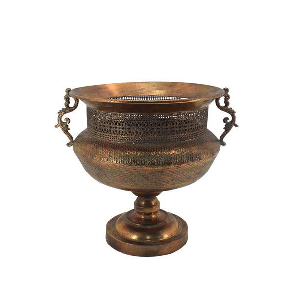 Set of 2 Frosted Gold Metal Urns "Juventas"