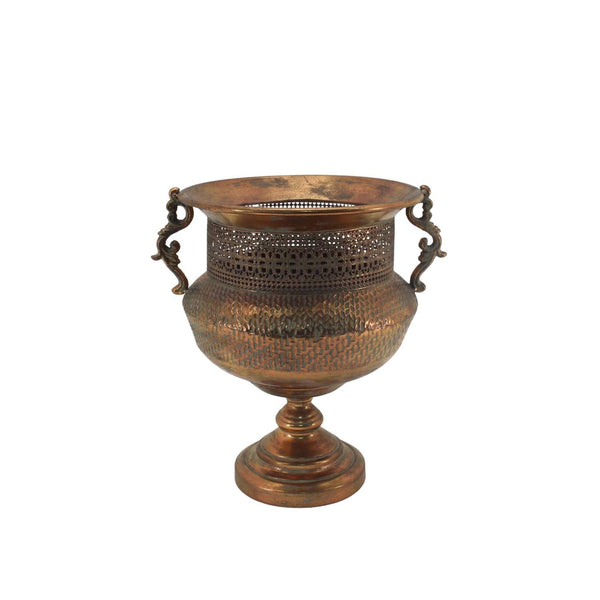 Set of 2 Frosted Gold Metal Urns "Juventas"