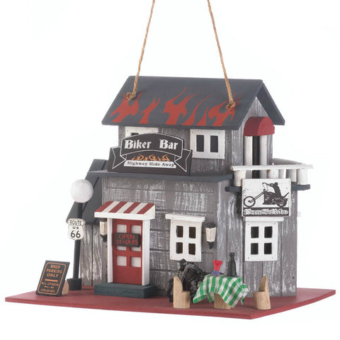 Motorcycle Theme Bird House | Biker Bar Highway Hide Away