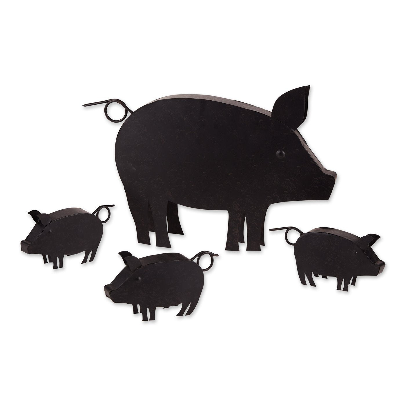 Pig and Piglets Metal Garden Sculpture Set Hog Family Figurines