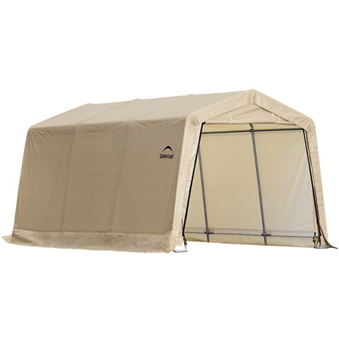 10X15x8 Auto Shelter Peak or Round Style Frame, Sandstone Cover - Buy Online at YardEpic.com