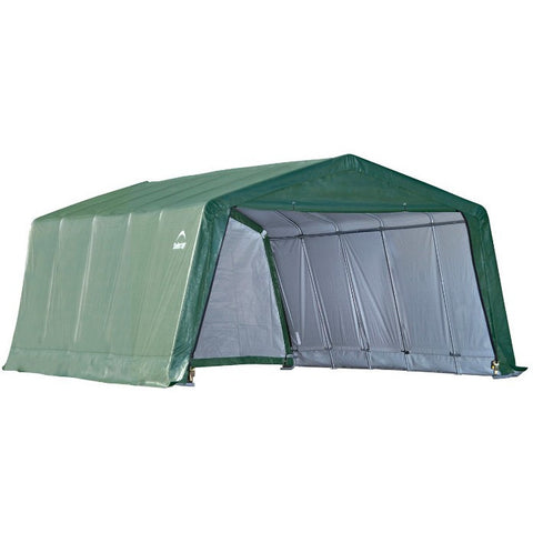 12x20x8 Peak Style Hay Storage Shelter, Green Cover - Buy Online at YardEpic.com