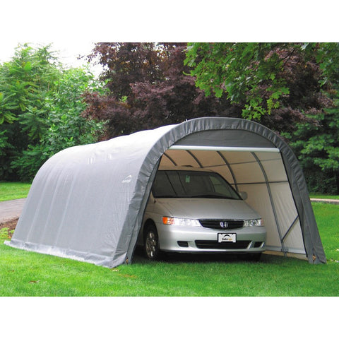 12x24x8 Round Style Shelter, Grey/Green Cover - Buy Online at YardEpic.com