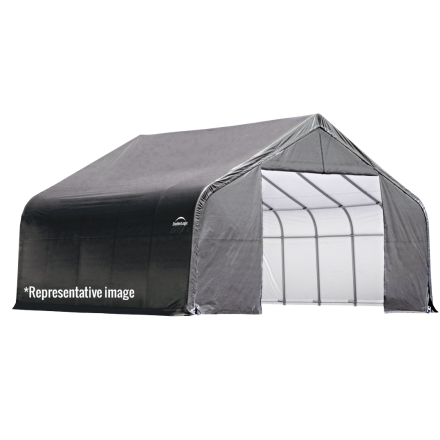 12x24x8 Peak Style Shelter, Grey/Green Cover - Buy Online at YardEpic.com