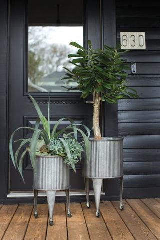 Montes Planter Stand Pots Collection with Caster Wheels Galvanized Sheet Metal