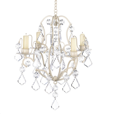 Jeweled Ivory Candle Chandelier | Baroque Style | Hanging Chain Included