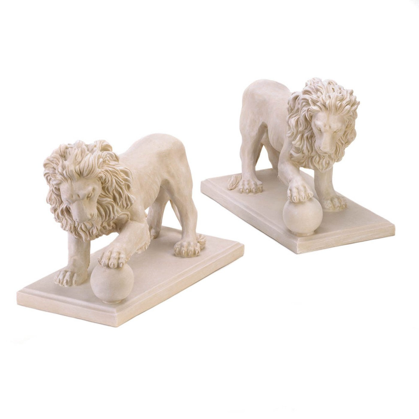 Regal Lion Garden Statue Set Door Entry Patio Lion Pair Statues YardEpic