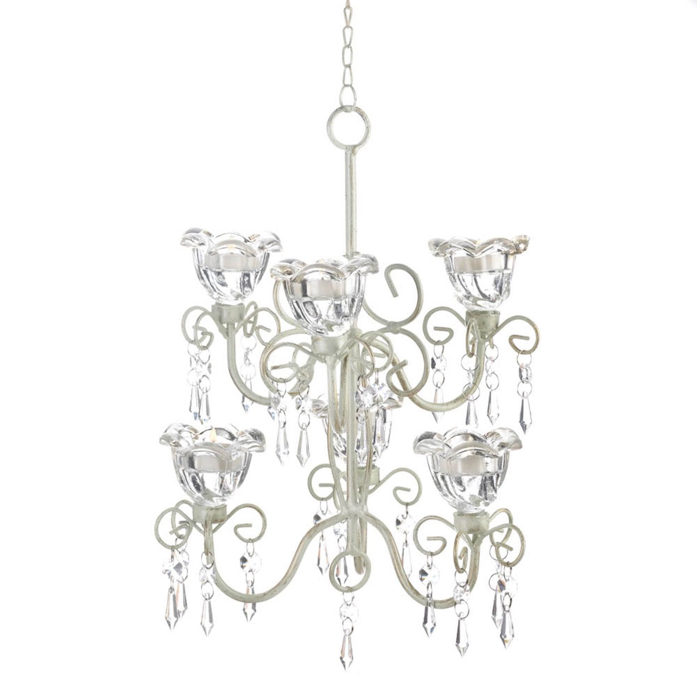 Distressed Ivory SixCandle Chandelier Ivory, Crystals YardEpic