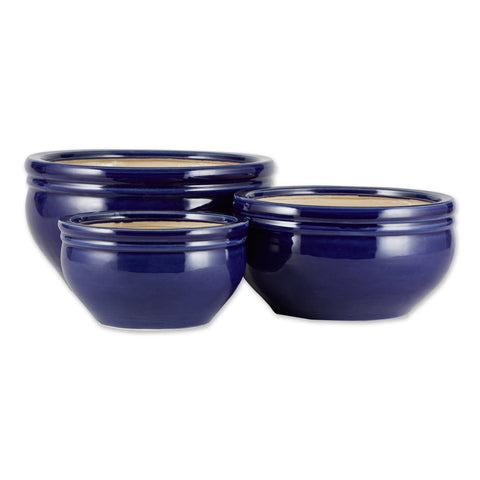 Ceramic Planter Pots Set | Ocean Deep Blue | 3 Sizes Included