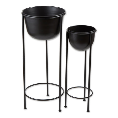 Black Buckets Metal Planter Pot Stand Set