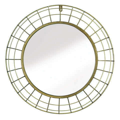 Round Wire Wall Mirror Dome-Style Frame Gold