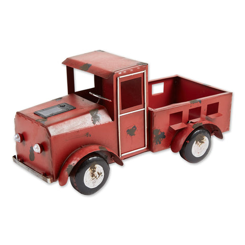 Metal Red Truck Planter with Solar-Powered Headlights | Porch Patio