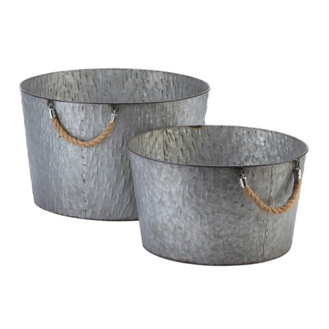 Galvanized Metal Bucket Planter Set | Large & Medium Included
