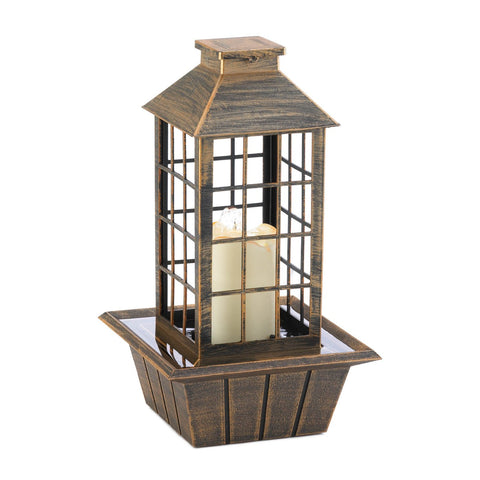 LED Candle Lantern Tabletop Water Fountain | Bronze Black