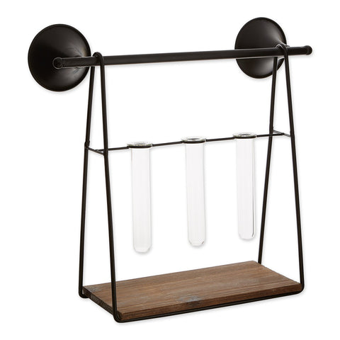 Industrial Look Wall-Shelf Long Tube Vases | Suspended Shelf
