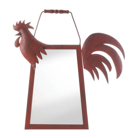 Country Rooster Wall Mirror with Handle
