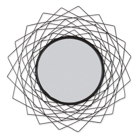 Metal Geometric Wall Mirror Black White | Round Circle