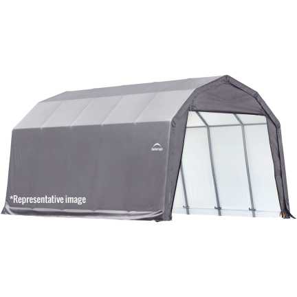 12x28x11 Barn Shelter, Grey/Green Cover - Buy Online at YardEpic.com