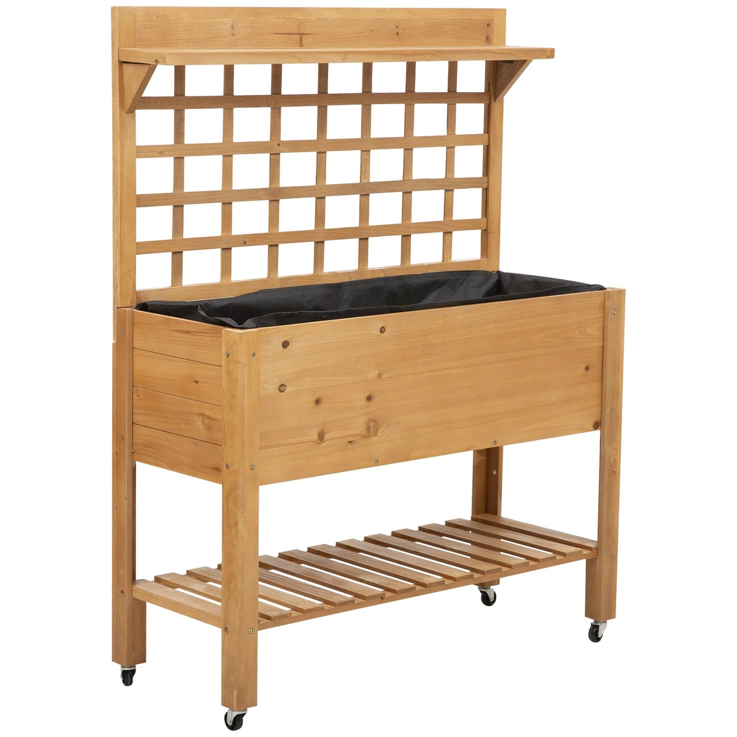 trellis planter on wheels Solid Fir Wood Trellis Elevated Garden Raised Planter Bed with Wheels