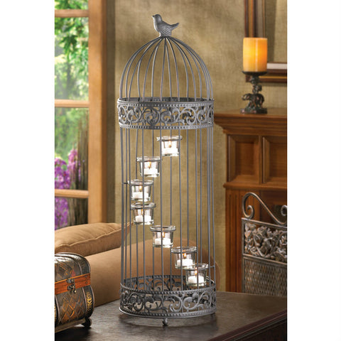 Decorative Birdcage Spiral Staircase Candles Holder Decor Display