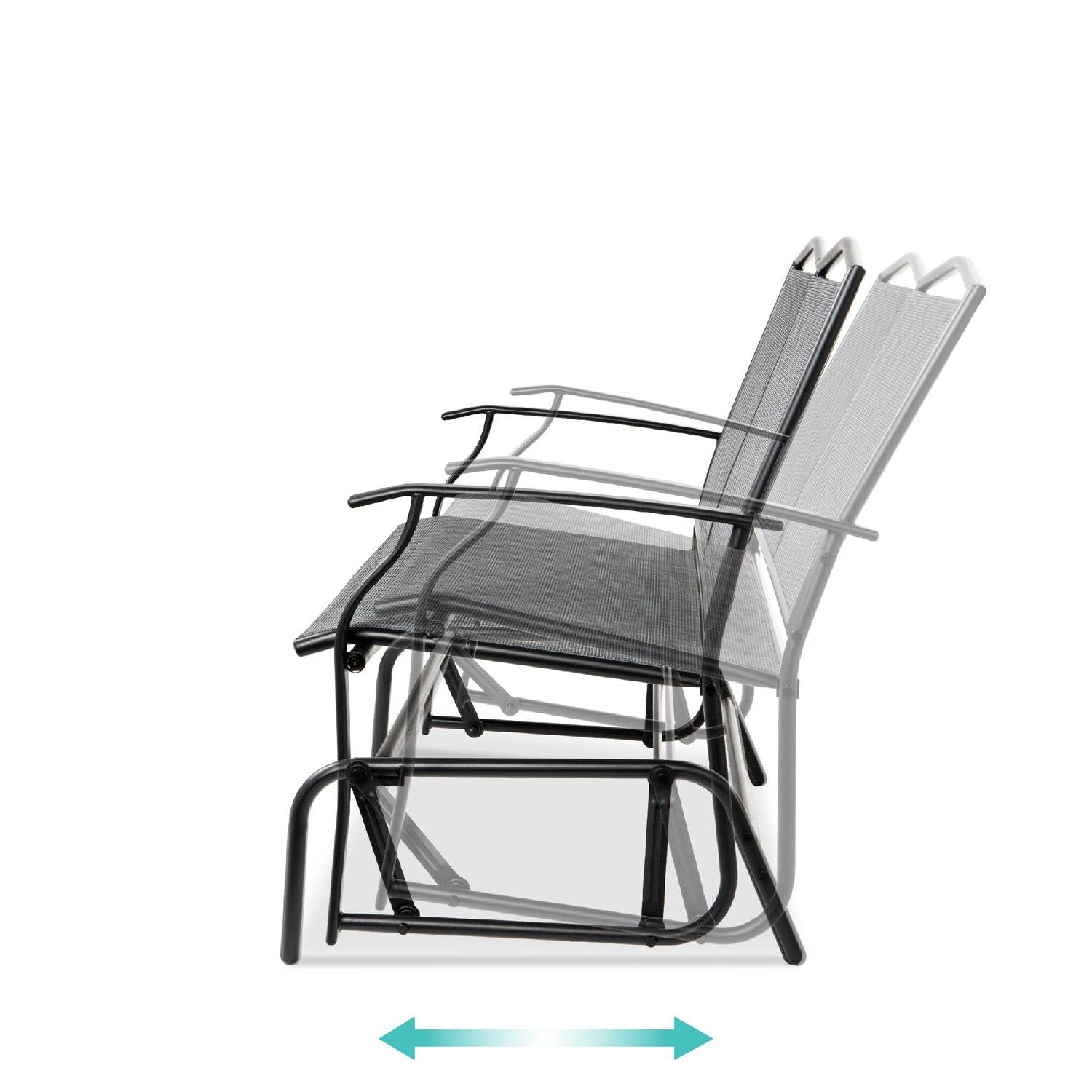 Glider Rocker Swing 2 Seater Mesh Patio Loveseat Swing Glider Rocker with Armrests in Grey ...