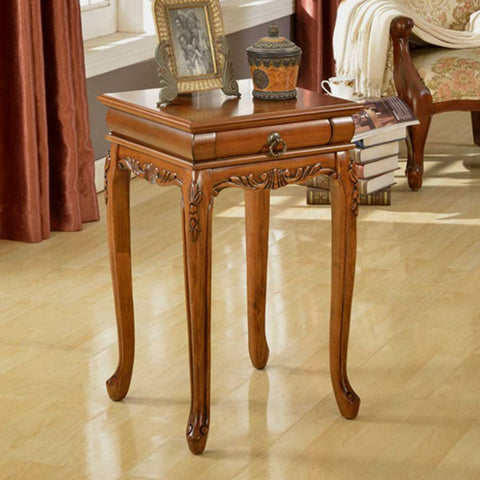 Stylish Shaped Leg Square Table with Small Drawer