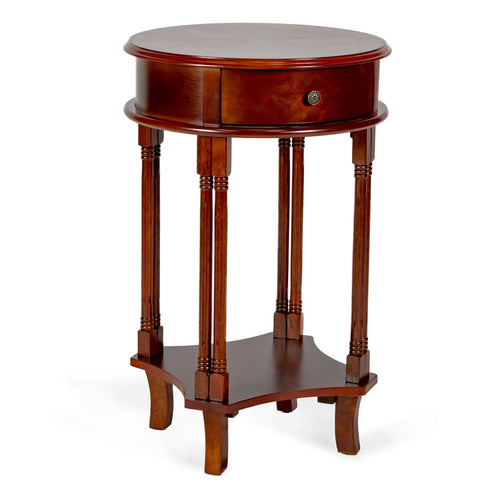 Round Accent Table Lamp or Display Stand Single Drawer