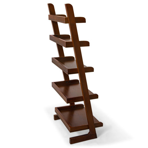 5-Tier Ladder Shelf in Birch Wood Cherry Finish