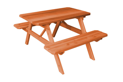 Cedar Wood Table w/ Attached Benches
