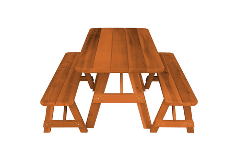Traditional Table w/ 2 Benches in Cedar