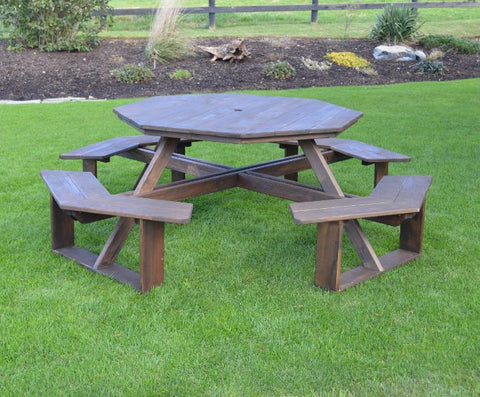 Octagon Table with Attached Walk-In Benches 54" Top