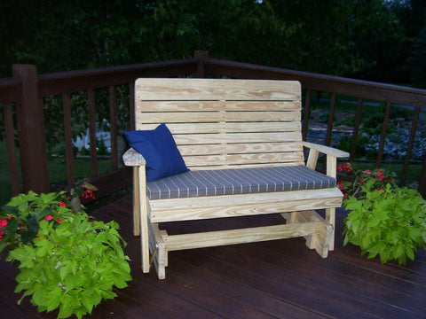 Highback Glider Rocker Bench in Pine