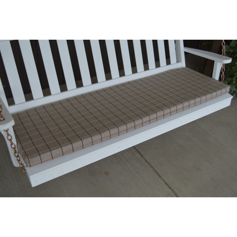Tan outdoor bench cushions top