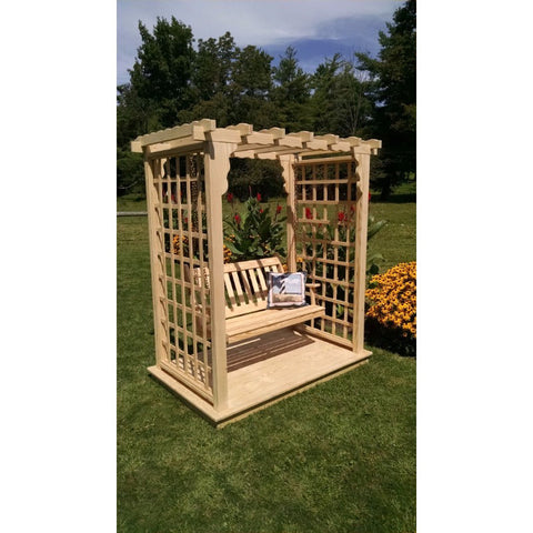 Lexington Arbor w/ Deck & Swing in Pine - Buy Online at YardEpic.com