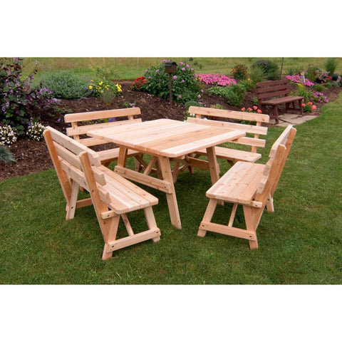 43" Sq. Table w/ 4 Backed Benches Package - Buy Online at YardEpic.com