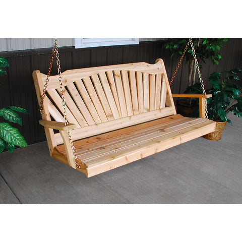 Wood Fanback Hanging Swing Bench in Pine - Buy Online at YardEpic.com