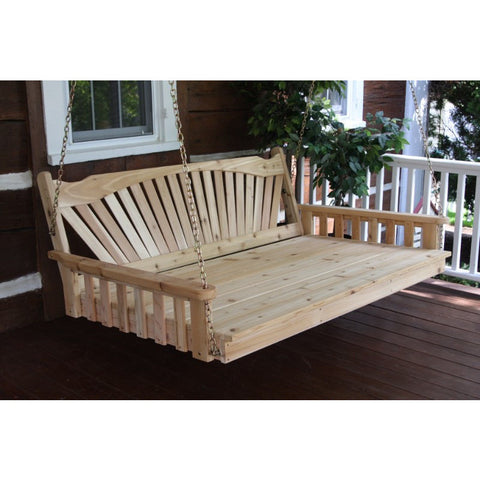 4, 5, 6 Ft. Fanback Porch Swingbed in Cedar Wood - Buy Online at YardEpic.com