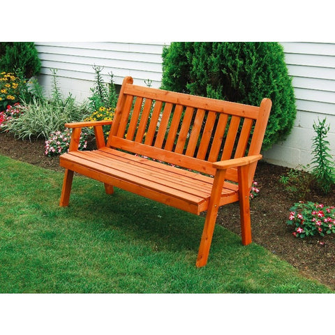 Traditional English Garden Bench in Cedar Wood - Buy Online at YardEpic.com