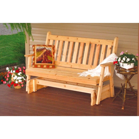 Traditional English Glider Bench in Cedar - Buy Online at YardEpic.com