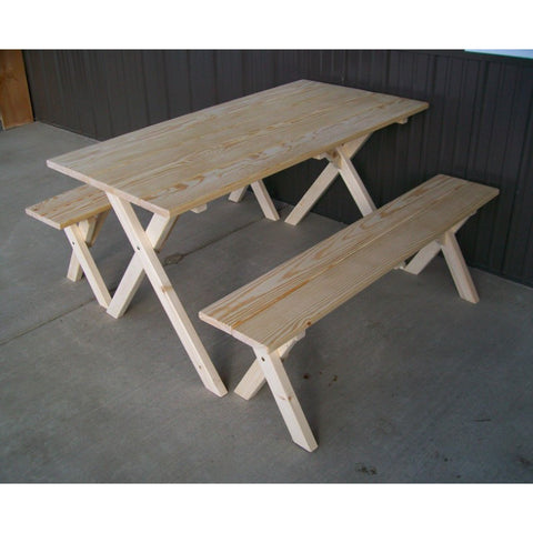 Economy Table w/ 2 Benches in Yellow Pine - Buy Online at YardEpic.com